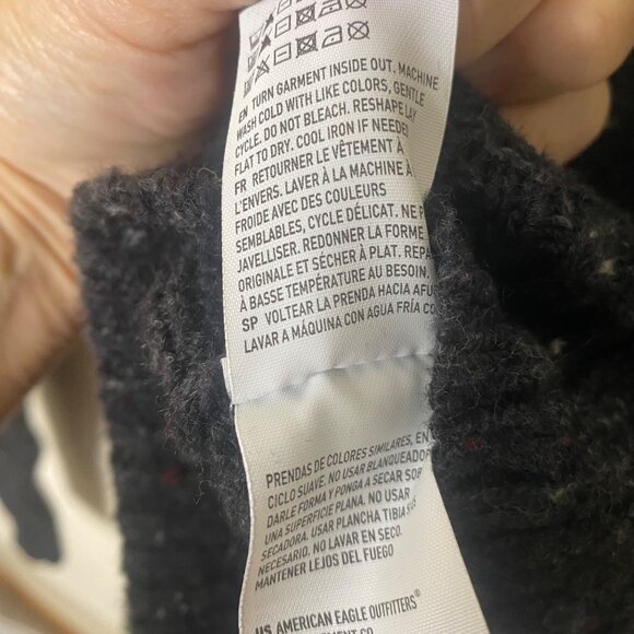 American Eagle Outfitters Wool Blend Hoodie Sweater Mens XL Black Pullover - Picture 8 of 11